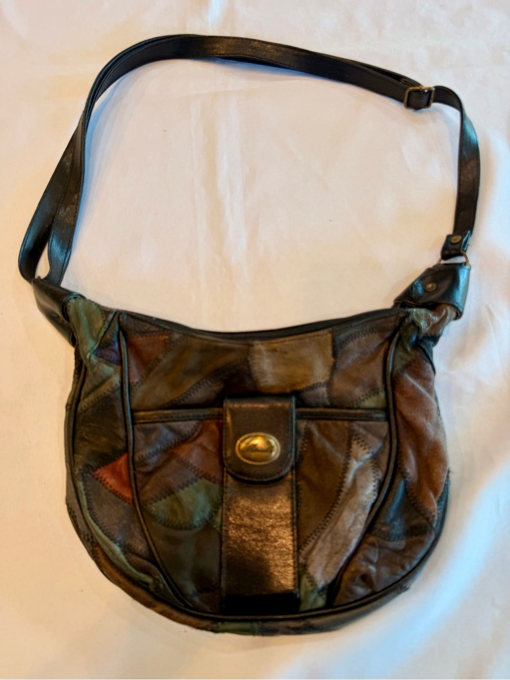 Vintage Marielle Soft Leather Earthy Tone Patchwork Purse